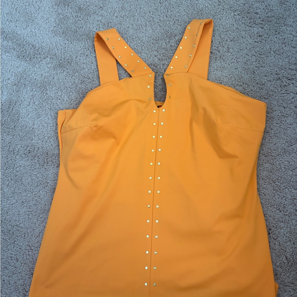 INC International Concepts Orange Top with Gold Studs